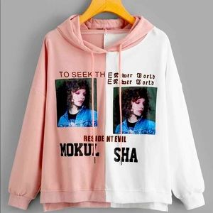 Printed Two Color Long Sleeve Top Sweatshirt